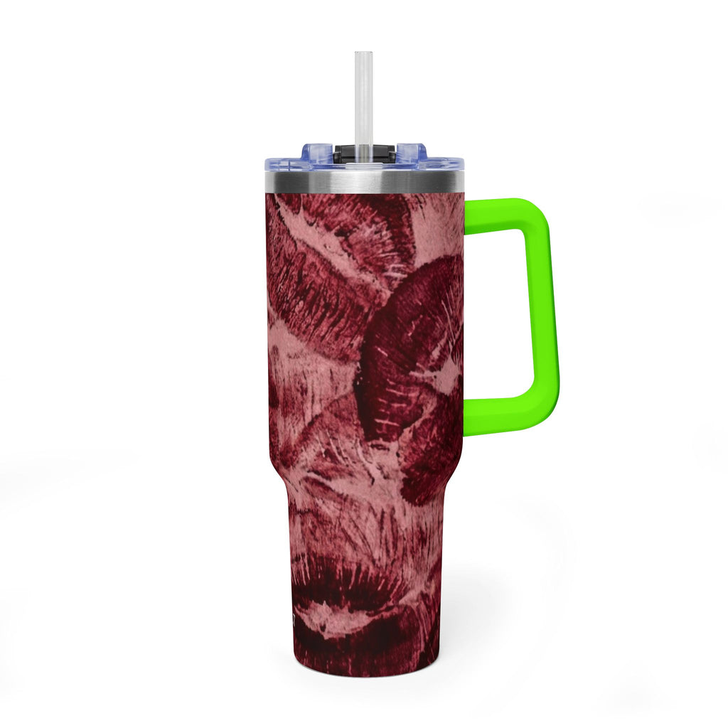 40oz Vacuum Tumbler - Burgundy Rose Marble Insulated Travel Cup