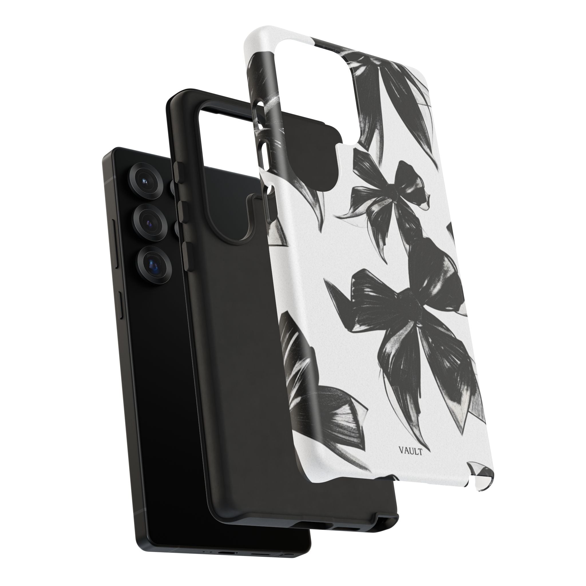 Floral Brushstroke Phone Case — Black & White Botanical Tough Case