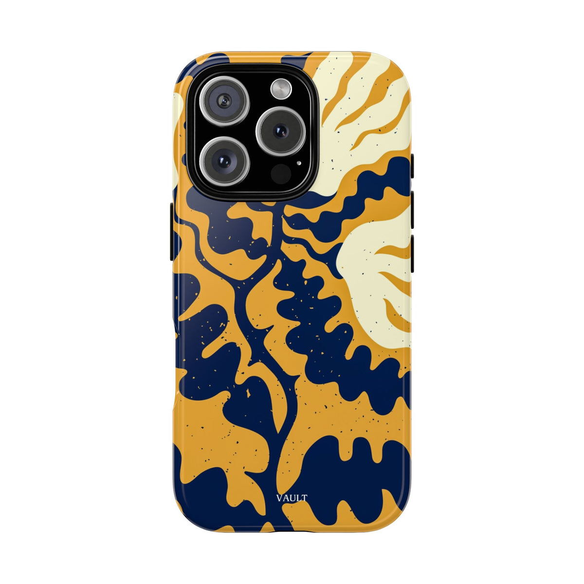 Bold Abstract Floral Phone Case (Navy & Mustard)
