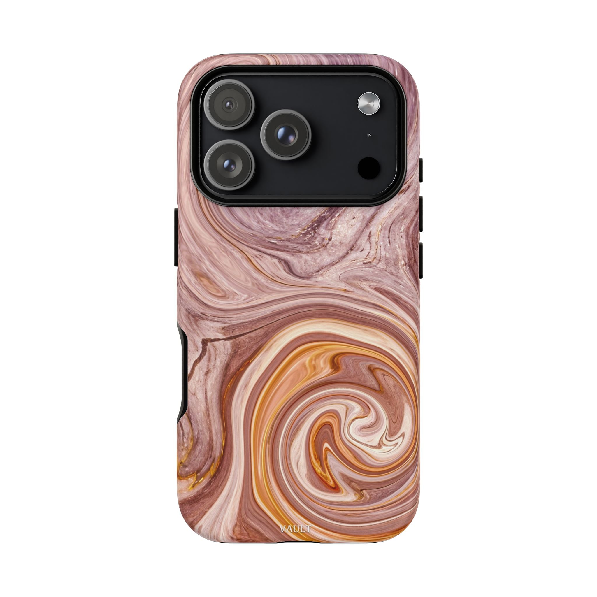 Marble Swirl Phone Case — Pink & Gold Abstract Tough Case