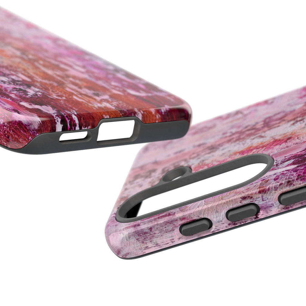 Pink Abstract Art Tough Phone Case — Protective Artistic Phone Cover
