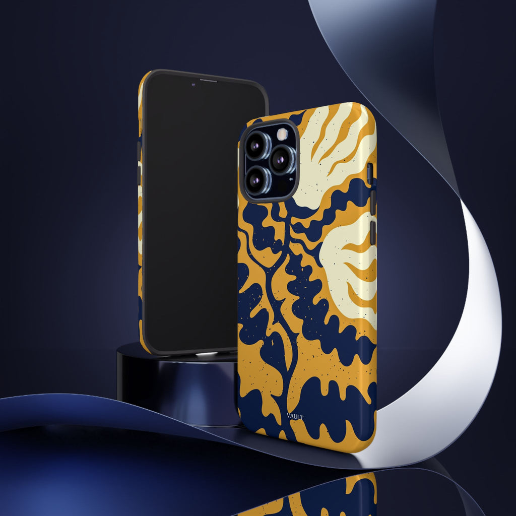 Bold Abstract Floral Phone Case (Navy & Mustard)