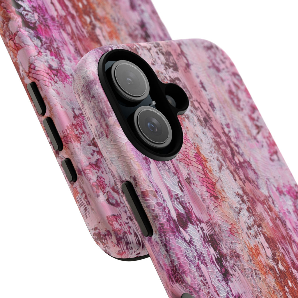 Pink Abstract Art Tough Phone Case — Protective Artistic Phone Cover
