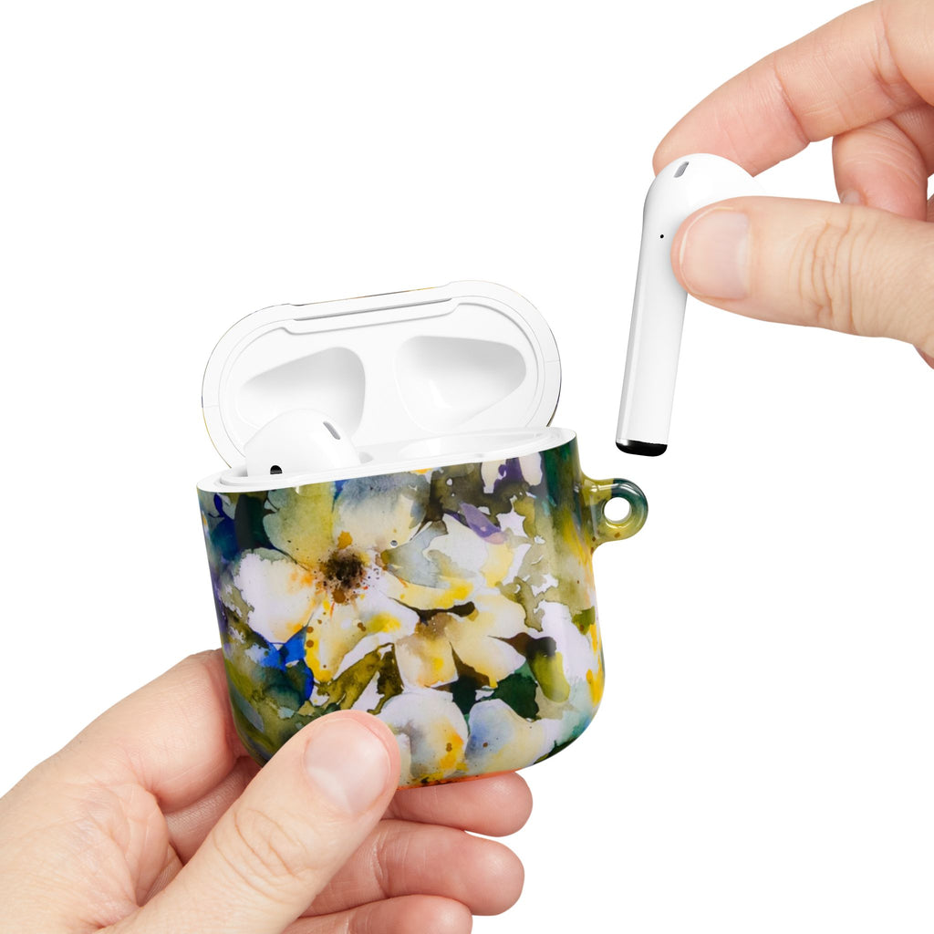 Floral Watercolor AirPod Case — White & Yellow Blossom Protective Cover