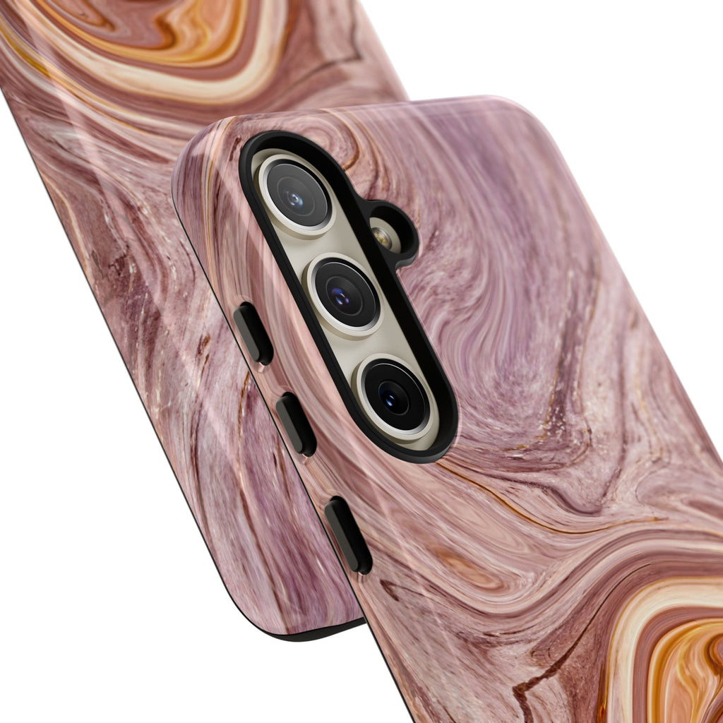 Marble Swirl Phone Case — Pink & Gold Abstract Tough Case