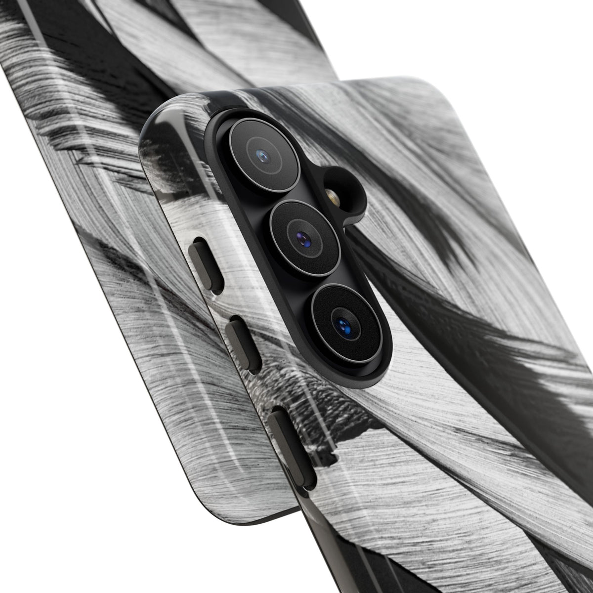Monochrome Tropical Leaf Tough Phone Case — Black & White Botanical Protective Cover