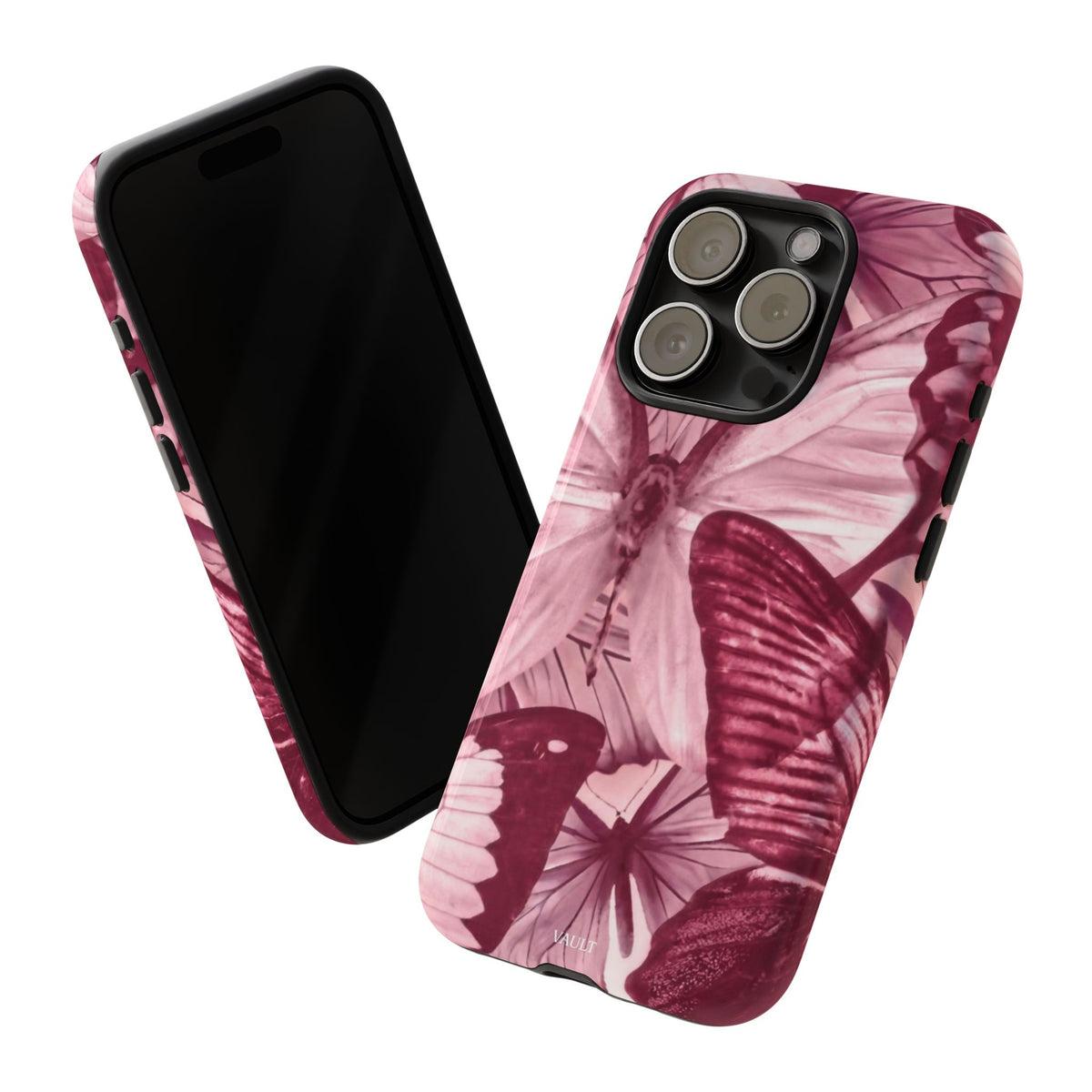 Butterfly Tough Phone Case — Vintage Pink Floral Protective Cover