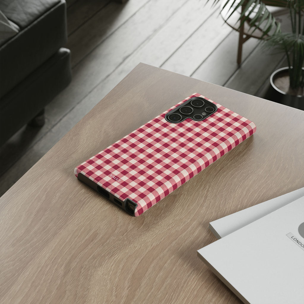 Gingham Phone Case — Red Plaid Tough Case