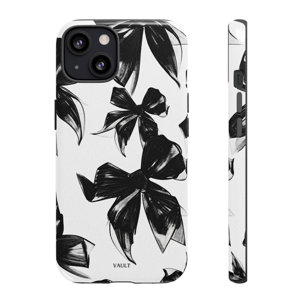 Floral Brushstroke Phone Case — Black & White Botanical Tough Case