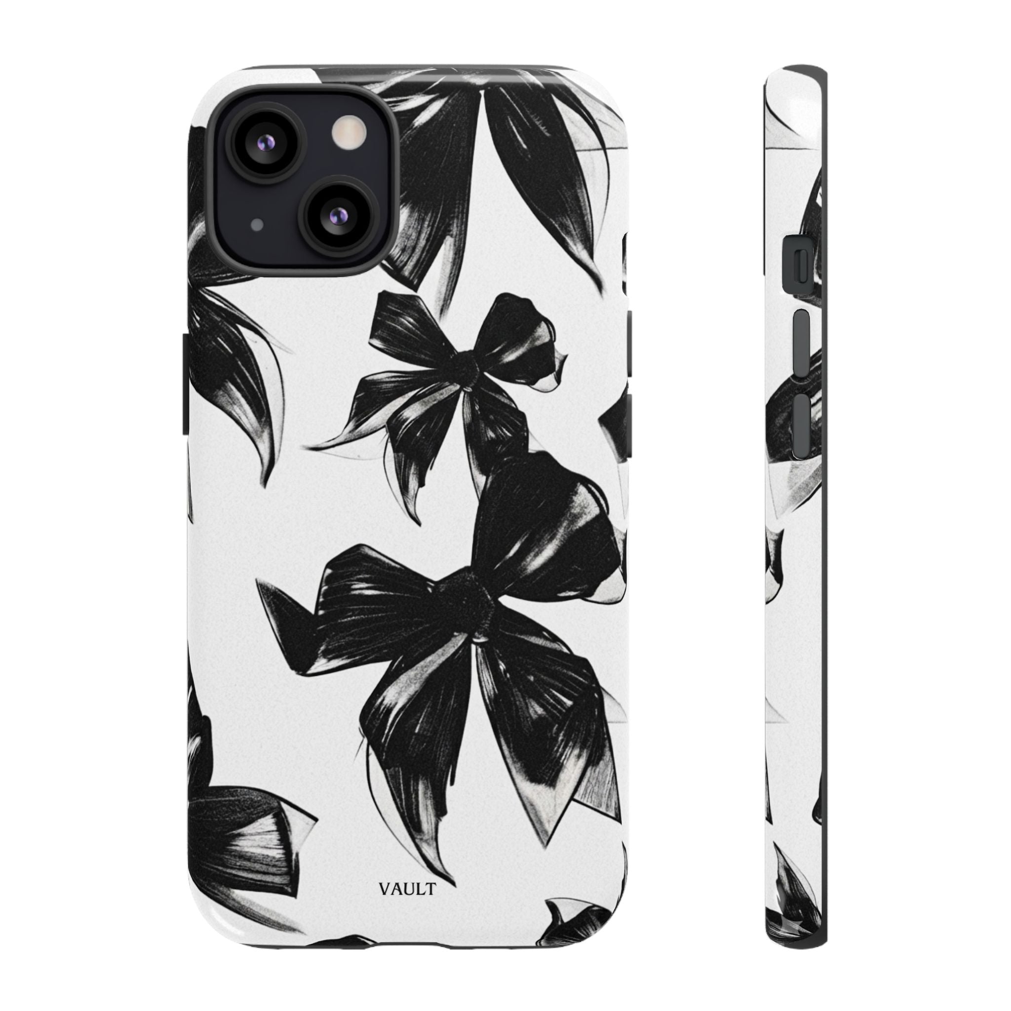 Floral Brushstroke Phone Case — Black & White Botanical Tough Case