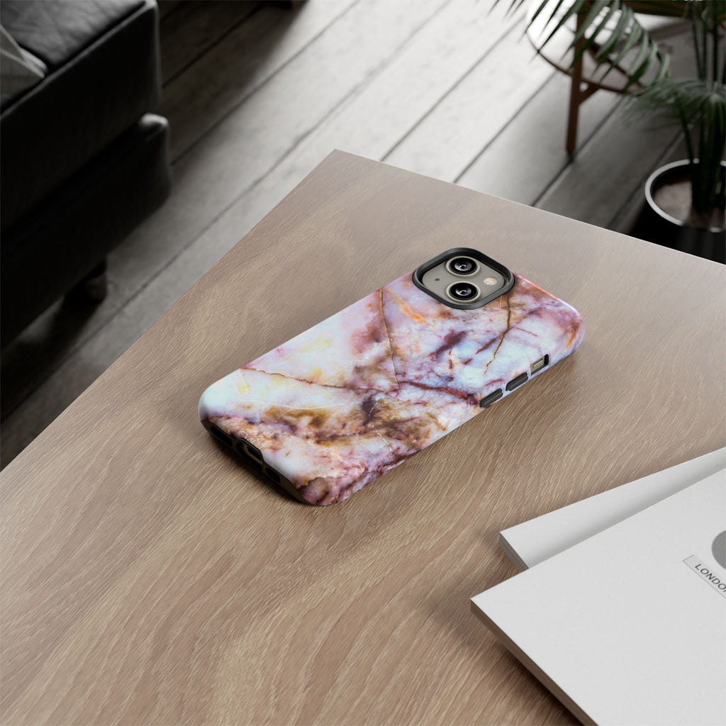 Marble Vein Tough Phone Case — Pink Quartz Protective Cover