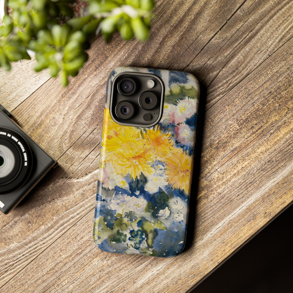 Floral Watercolor Phone Case – Yellow Chrysanthemums Design