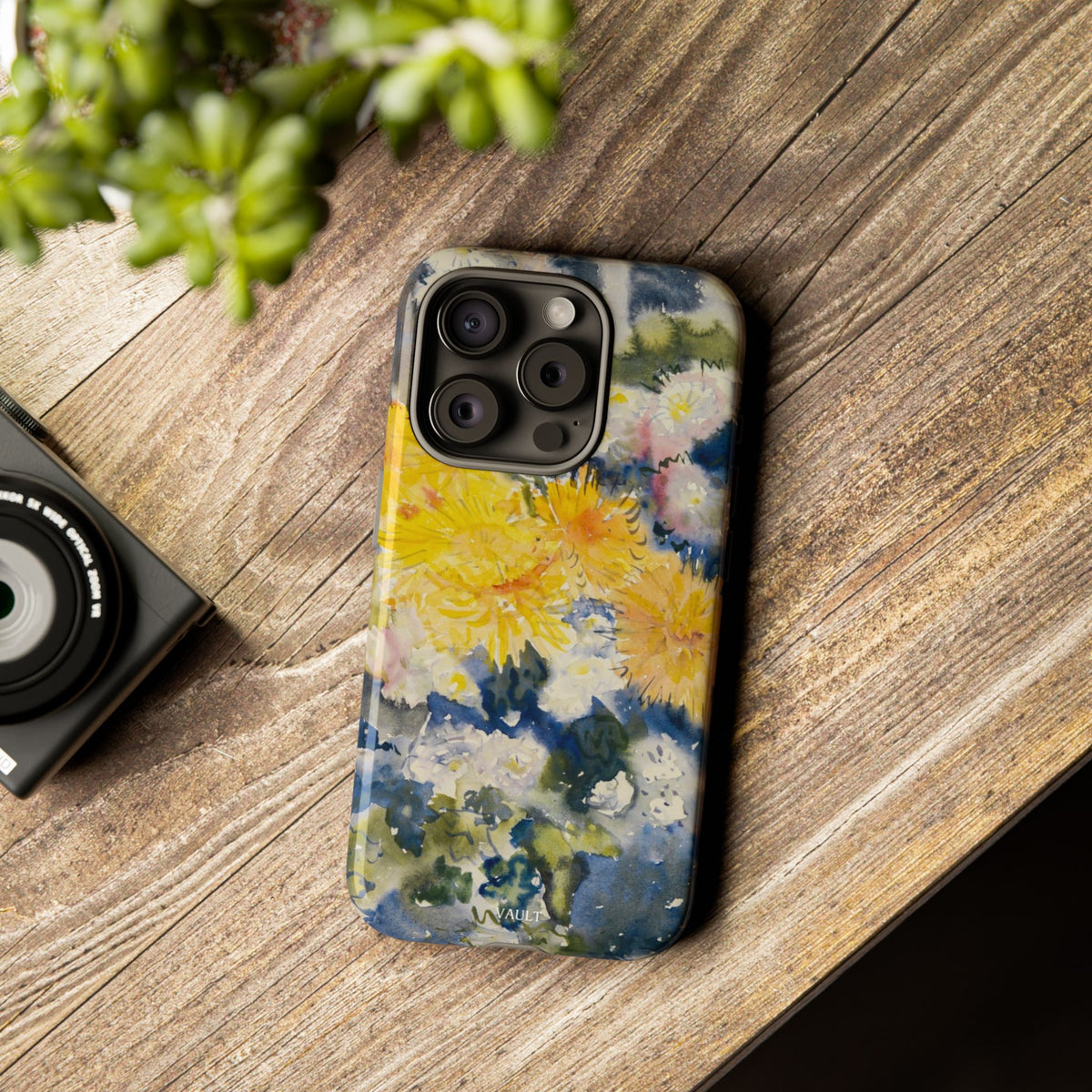 Floral Watercolor Phone Case – Yellow Chrysanthemums Design
