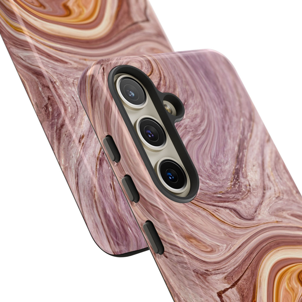 Marble Swirl Phone Case — Pink & Gold Abstract Tough Case
