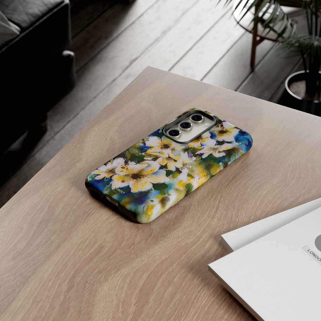 Floral Watercolor Tough Case – Yellow White Blossom Phone Cover