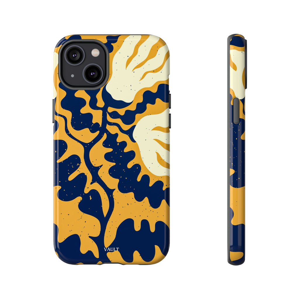 Bold Abstract Floral Phone Case (Navy & Mustard)