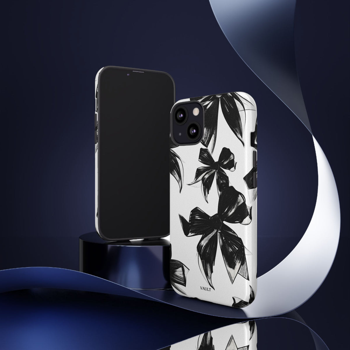 Floral Brushstroke Phone Case — Black & White Botanical Tough Case