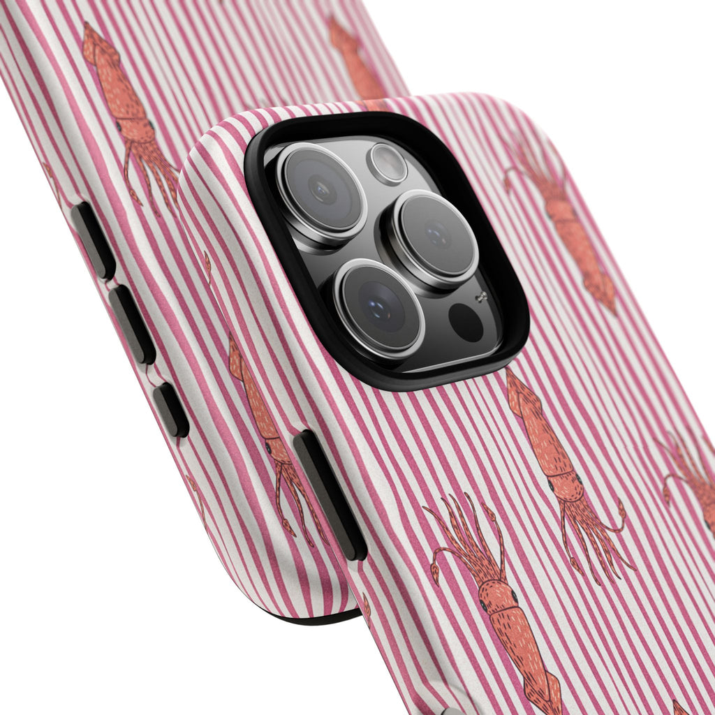 Squid Stripe Phone Case — Pink Nautical Sea Creature Pattern