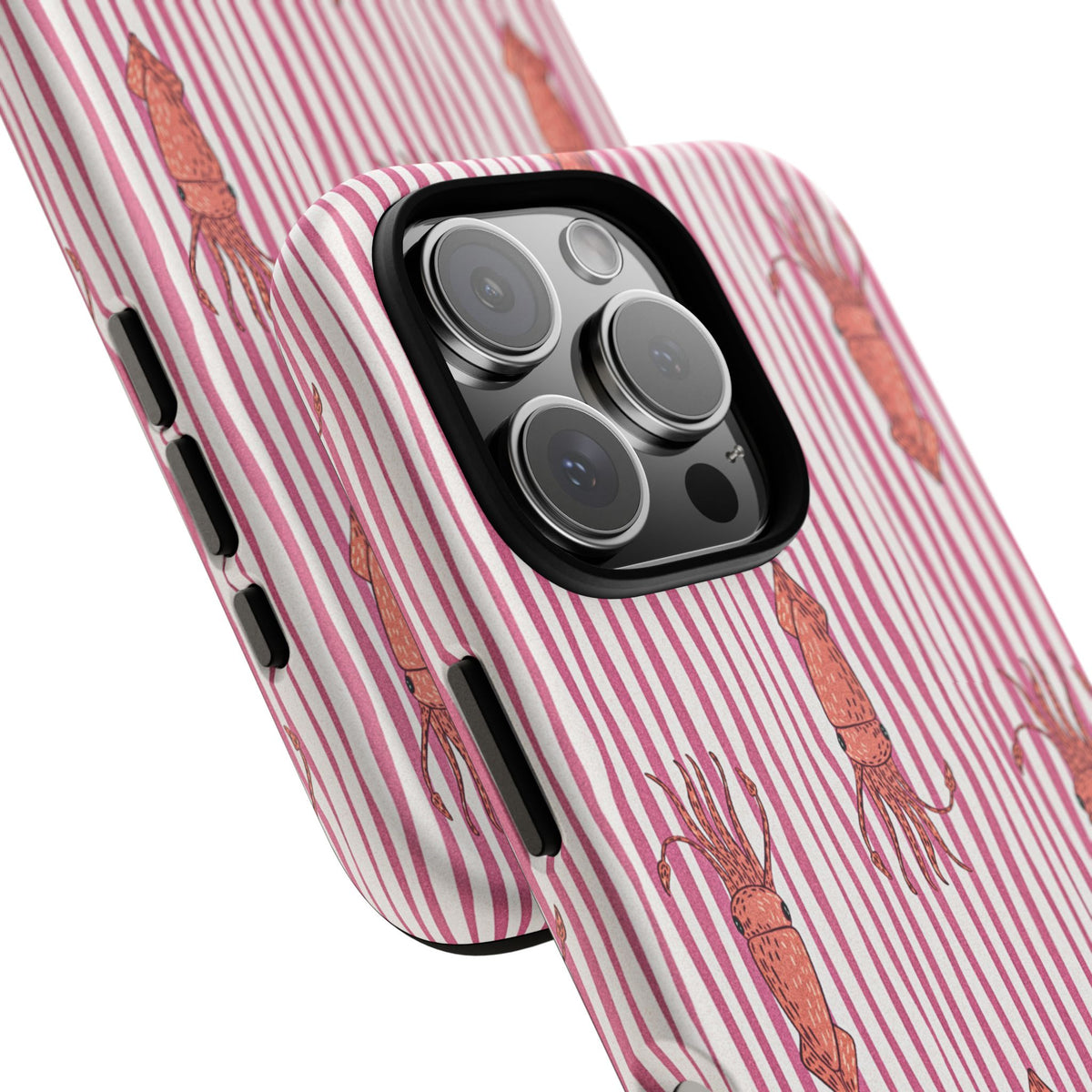 Squid Stripe Phone Case — Pink Nautical Sea Creature Pattern