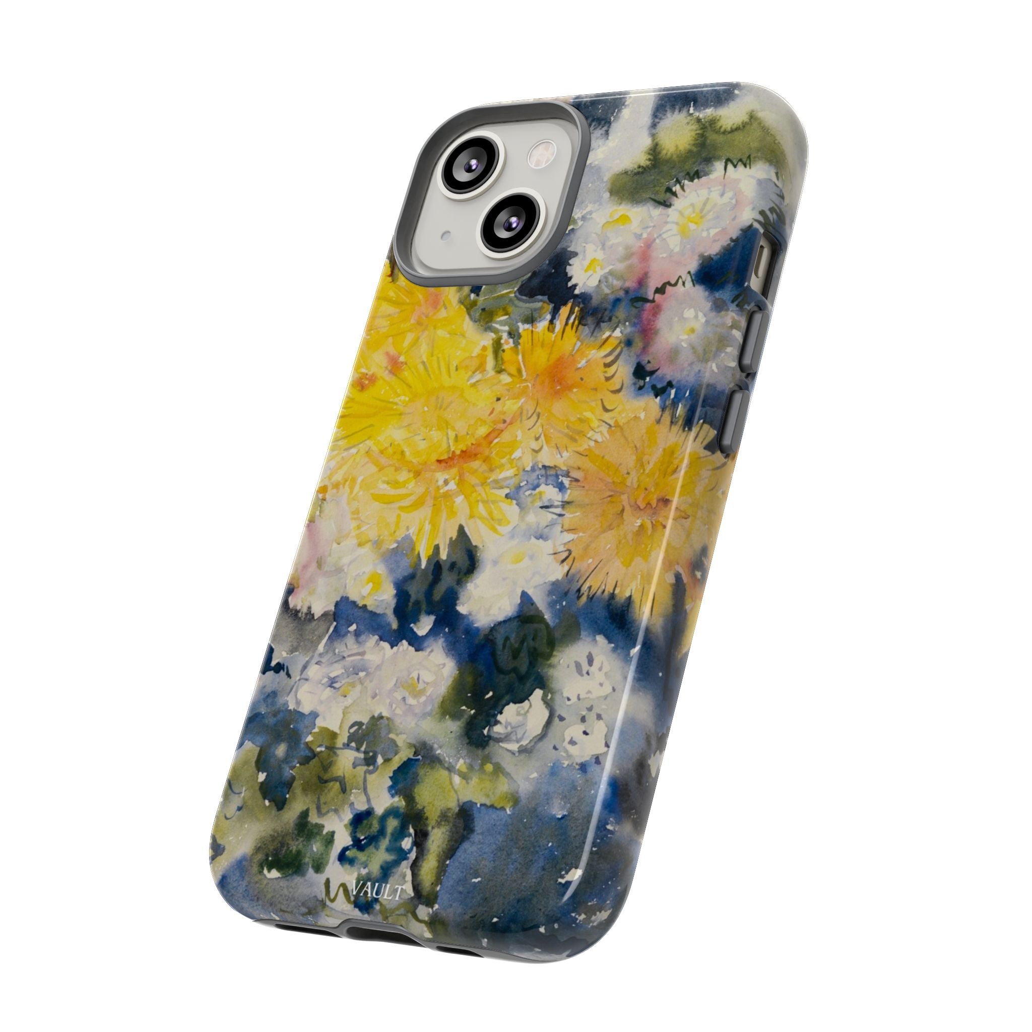 Floral Watercolor Phone Case – Yellow Chrysanthemums Design