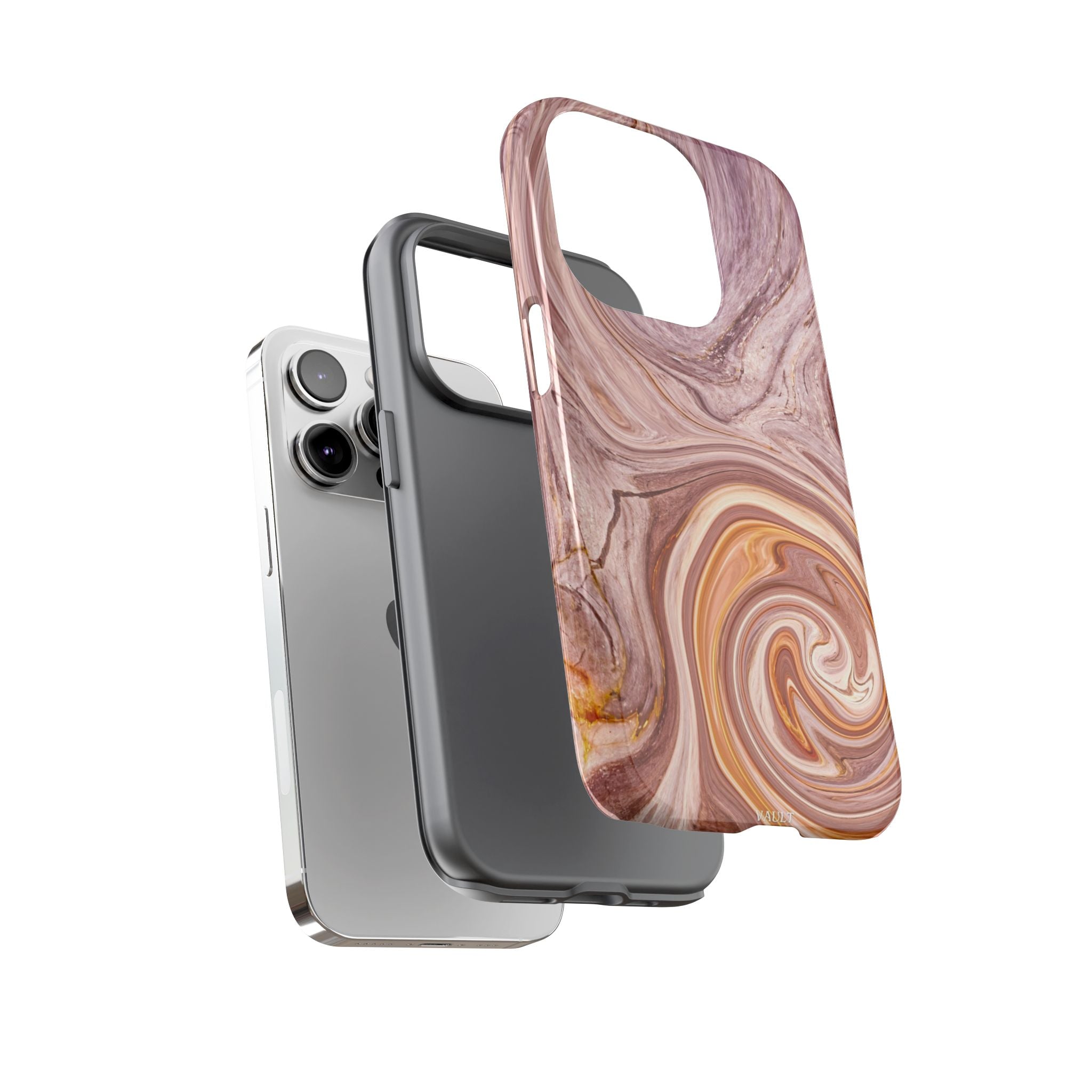 Marble Swirl Phone Case — Pink & Gold Abstract Tough Case