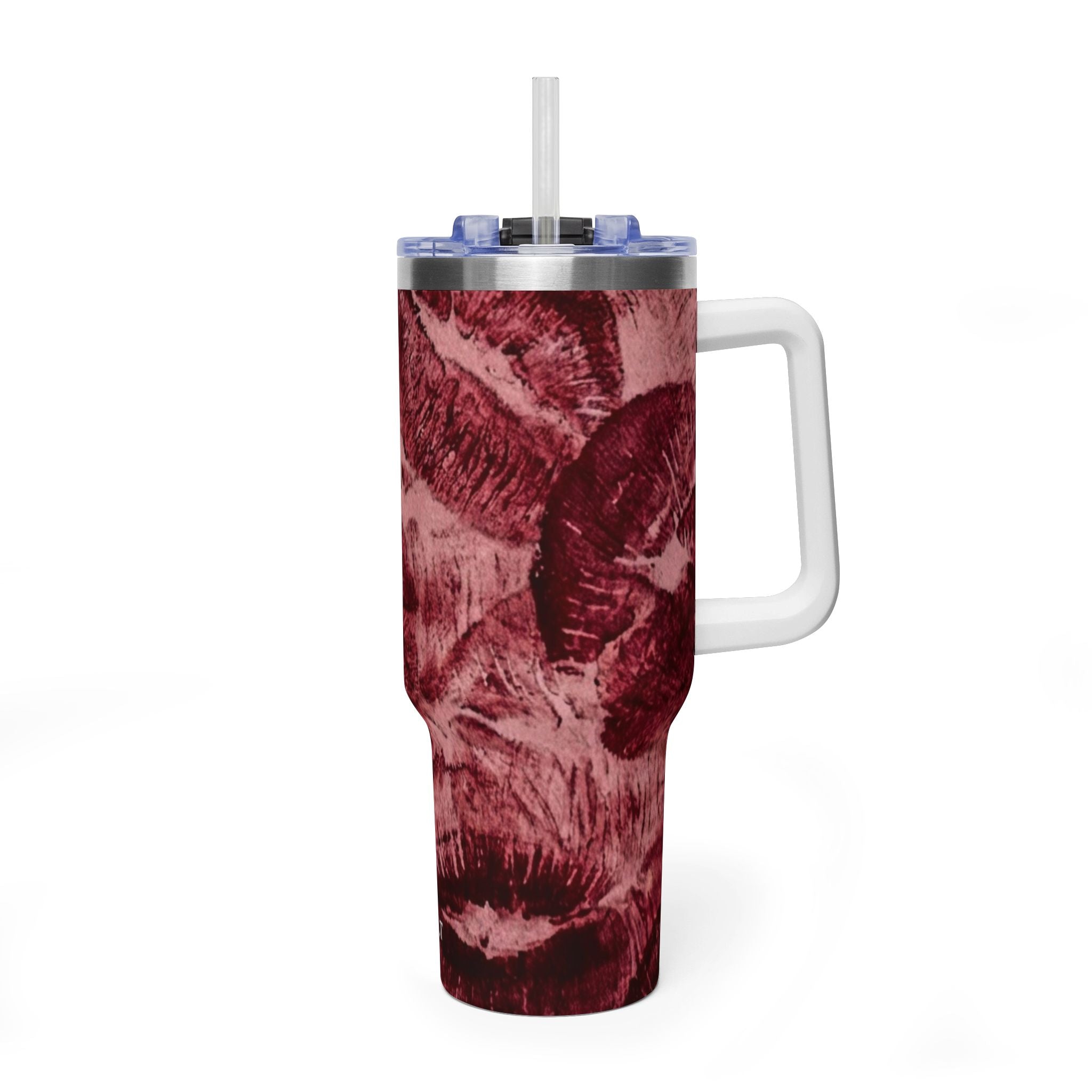40oz Vacuum Tumbler - Burgundy Rose Marble Insulated Travel Cup