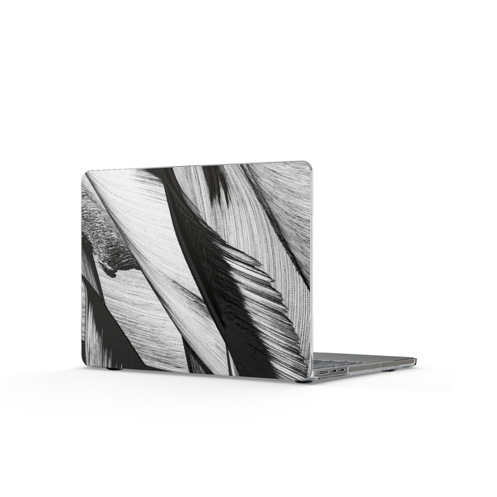 Feather Pattern Clear MacBook Case — Monochrome Botanical Laptop Cover
