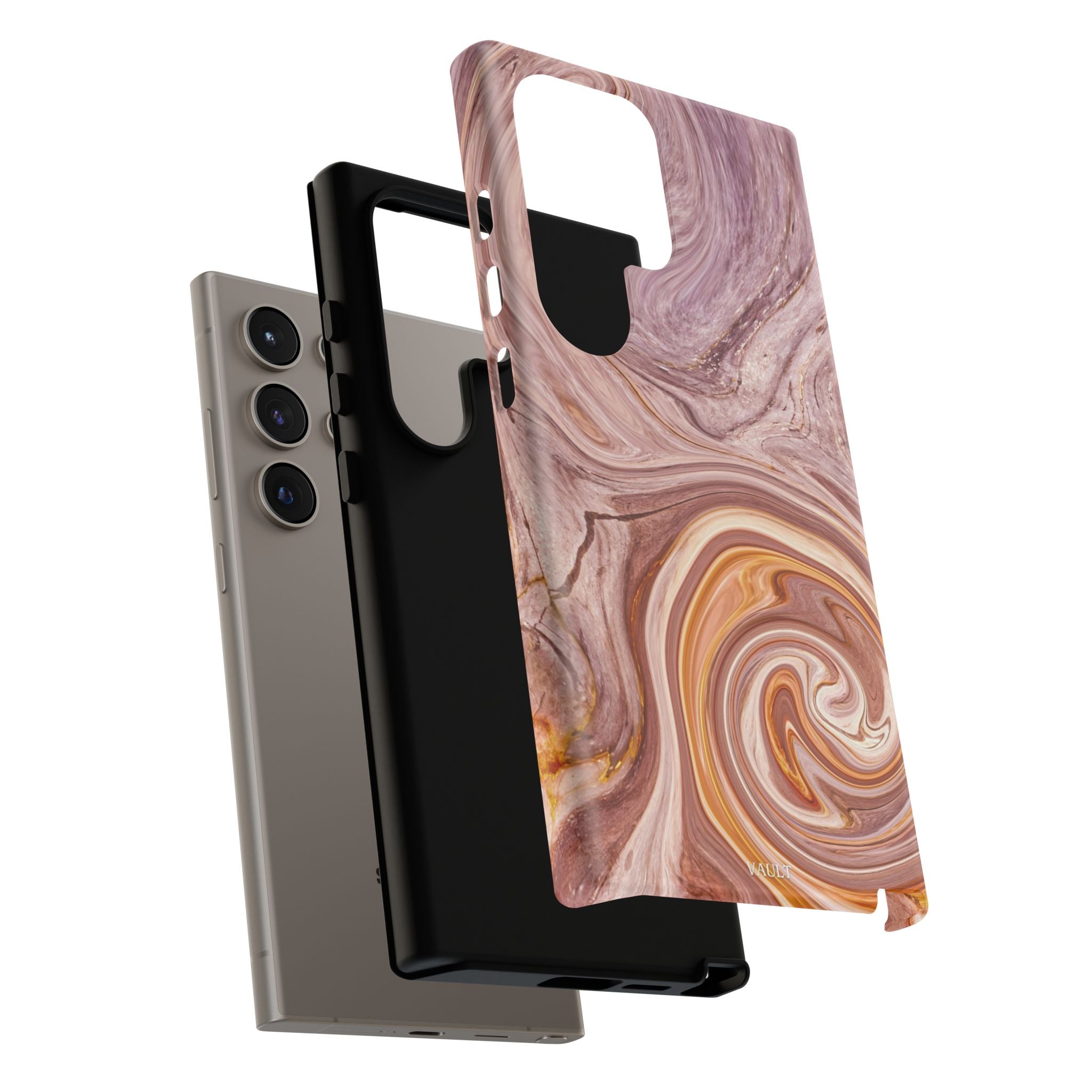 Marble Swirl Phone Case — Pink & Gold Abstract Tough Case