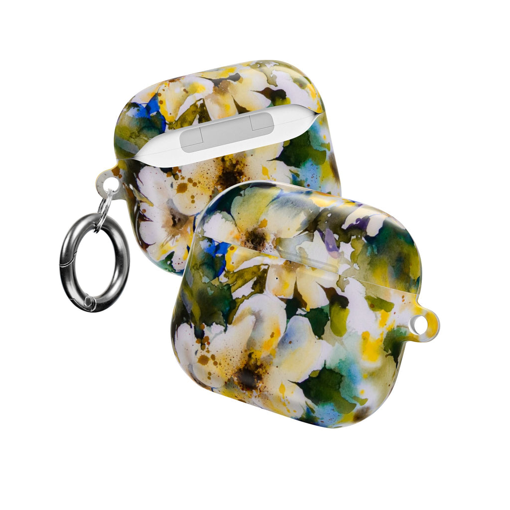 Floral Watercolor AirPod Case — White & Yellow Blossom Protective Cover