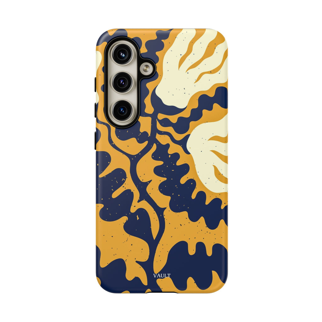 Bold Abstract Floral Phone Case (Navy & Mustard)