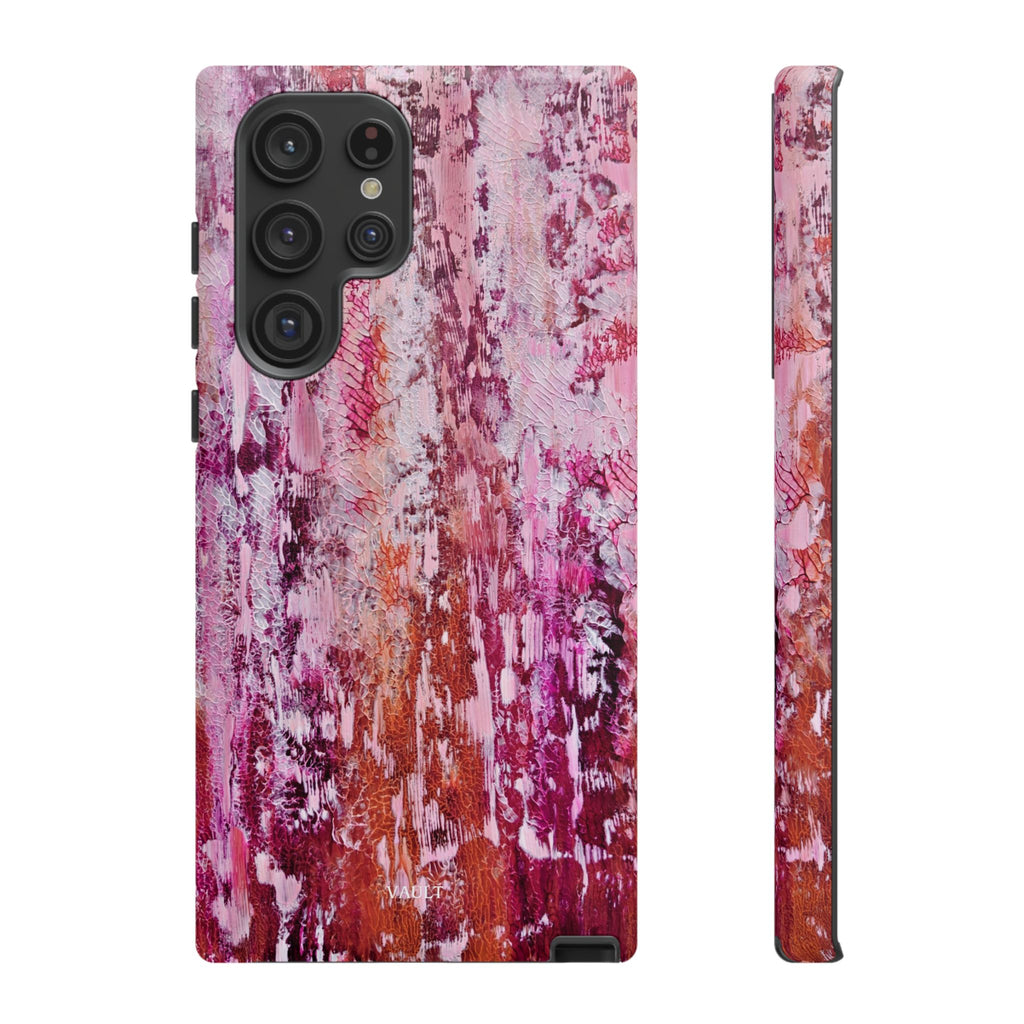 Pink Abstract Art Tough Phone Case — Protective Artistic Phone Cover