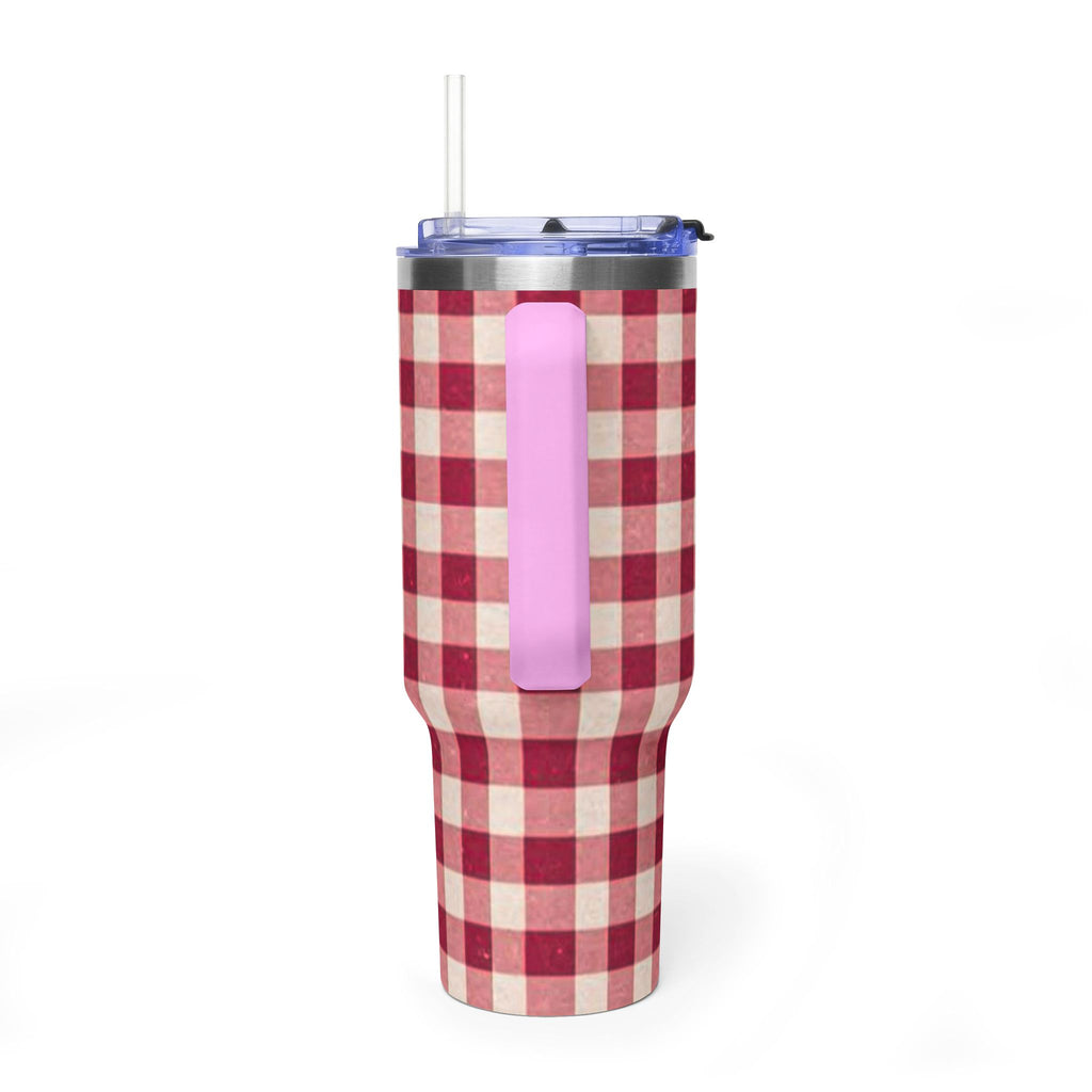 40oz Vacuum Tumbler — Red Buffalo Plaid Insulated Travel Mug