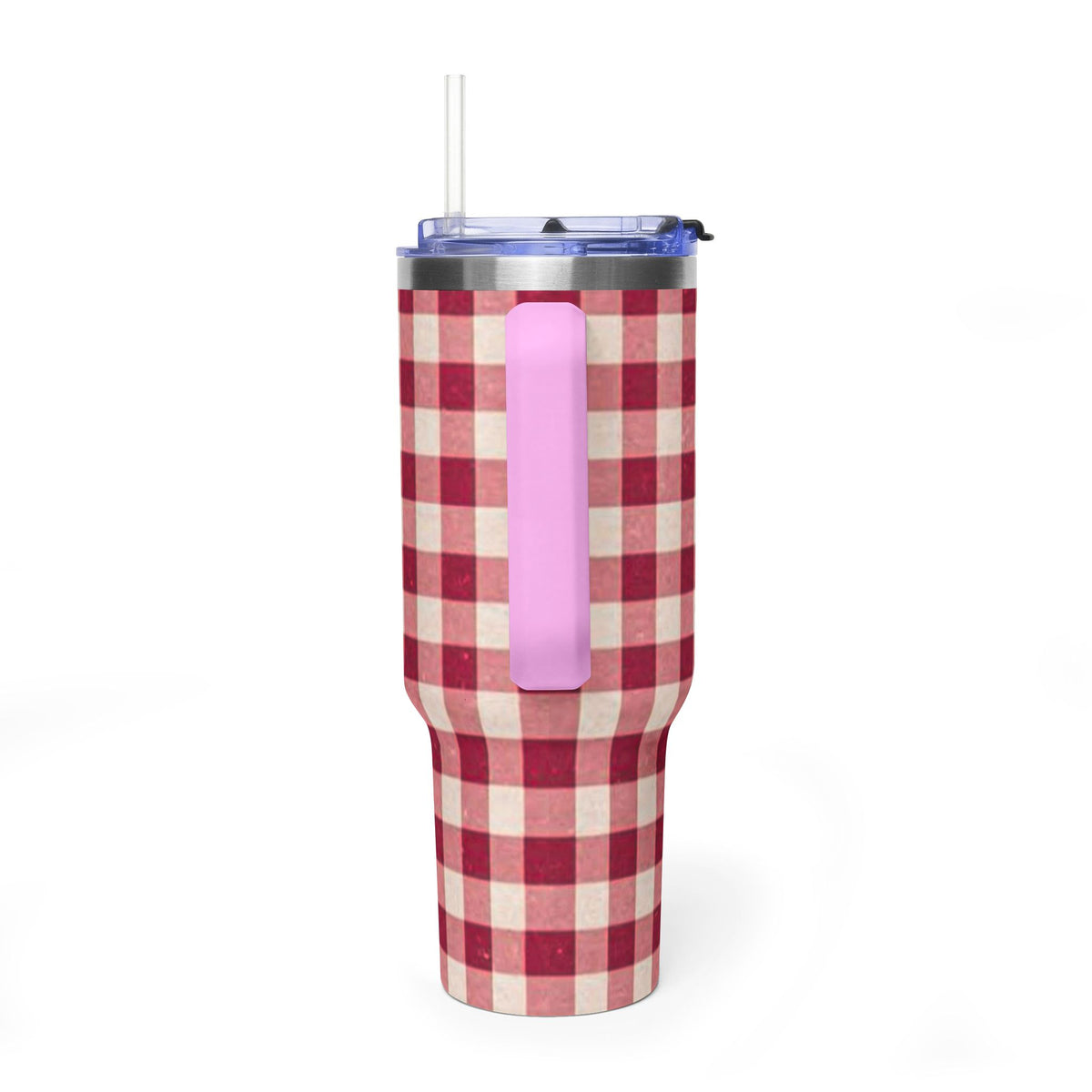 40oz Vacuum Tumbler — Red Buffalo Plaid Insulated Travel Mug