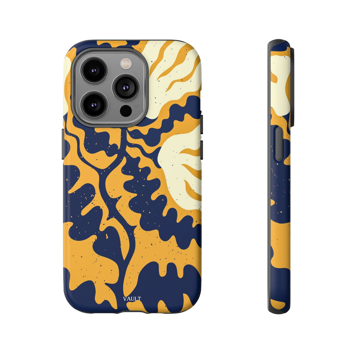 Bold Abstract Floral Phone Case (Navy & Mustard)