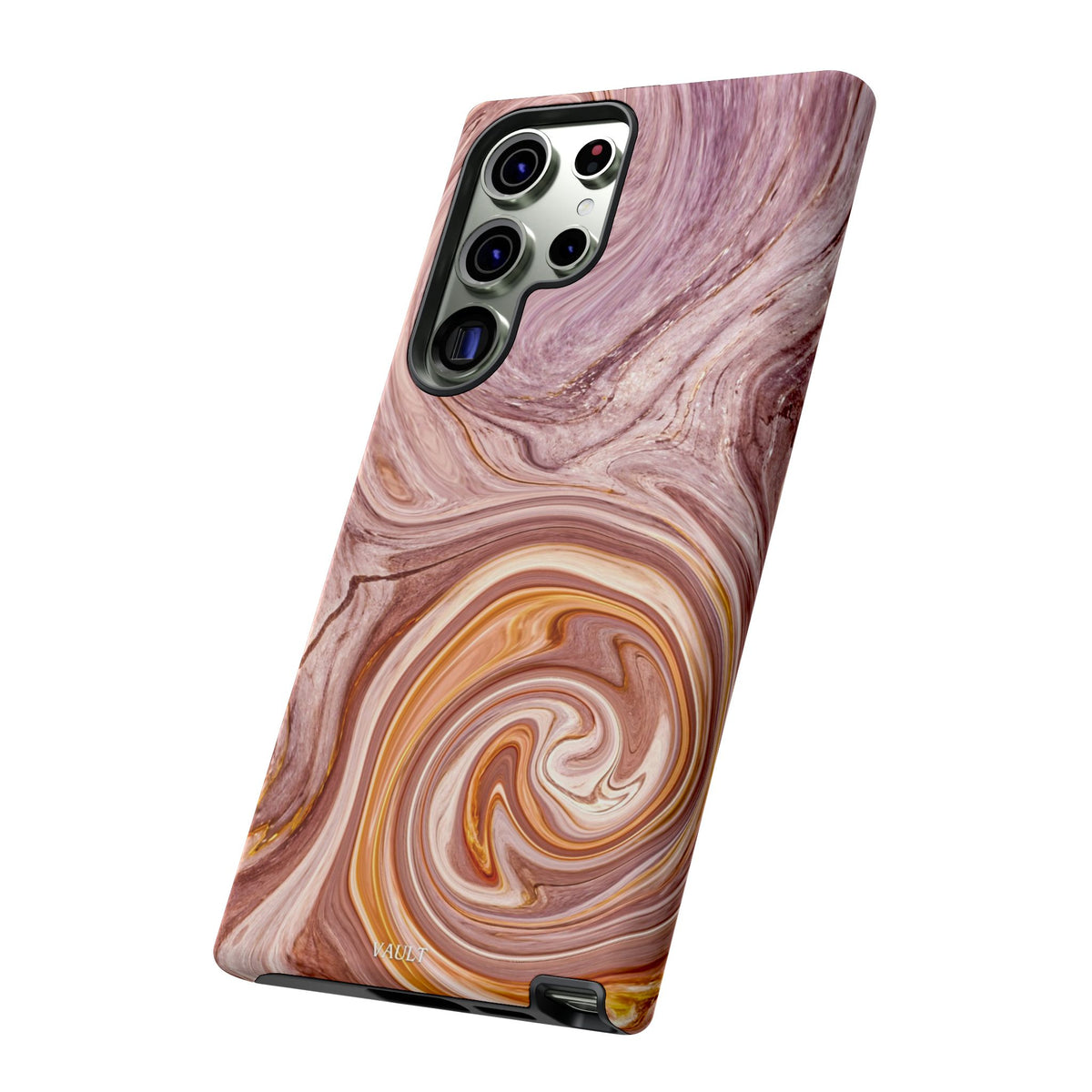 Marble Swirl Phone Case — Pink & Gold Abstract Tough Case