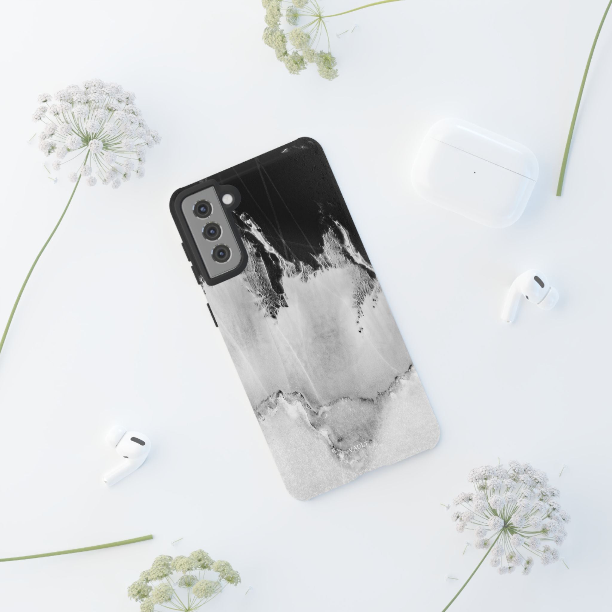 Marble Ink Tough Case — Black & White Abstract Phone Cover