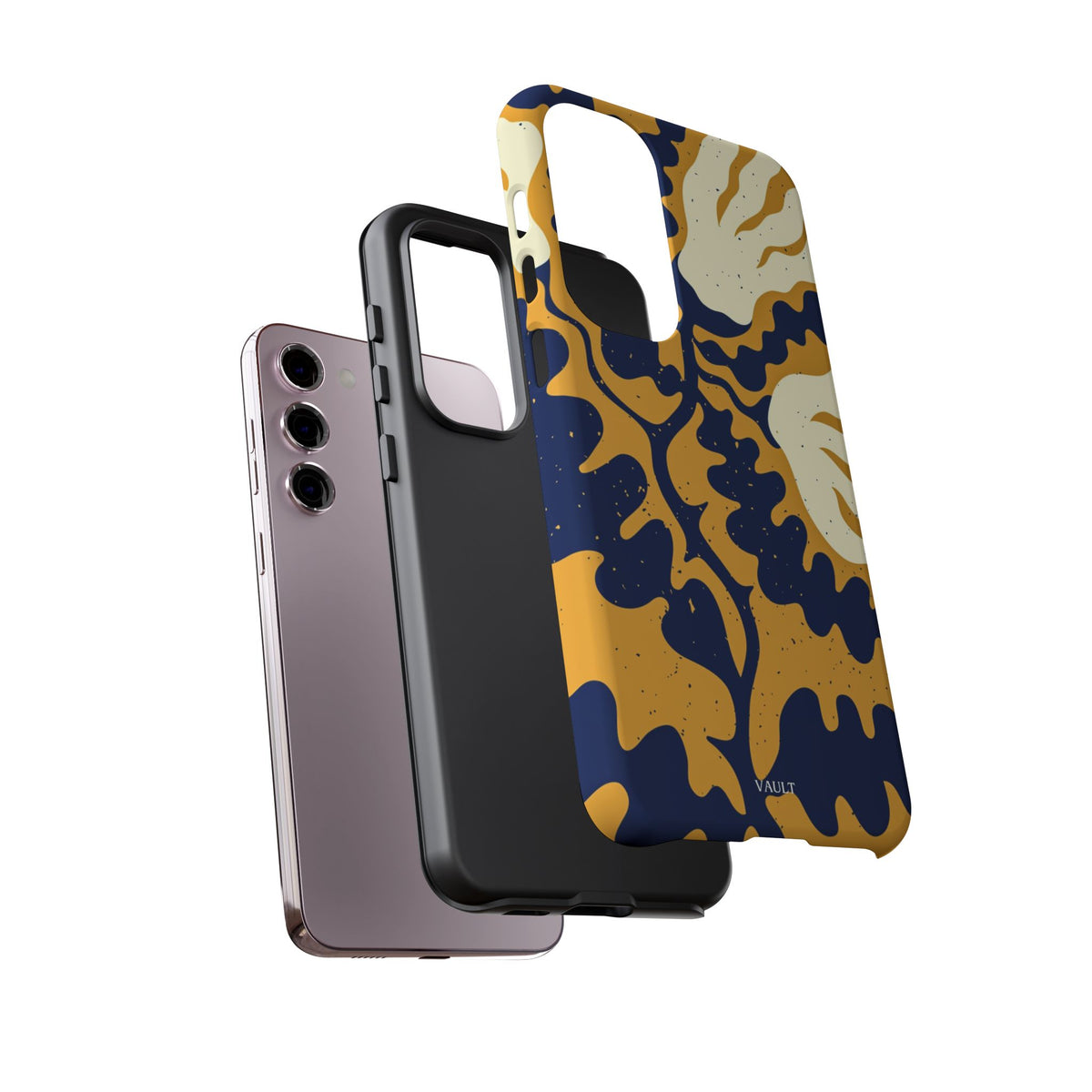Bold Abstract Floral Phone Case (Navy & Mustard)