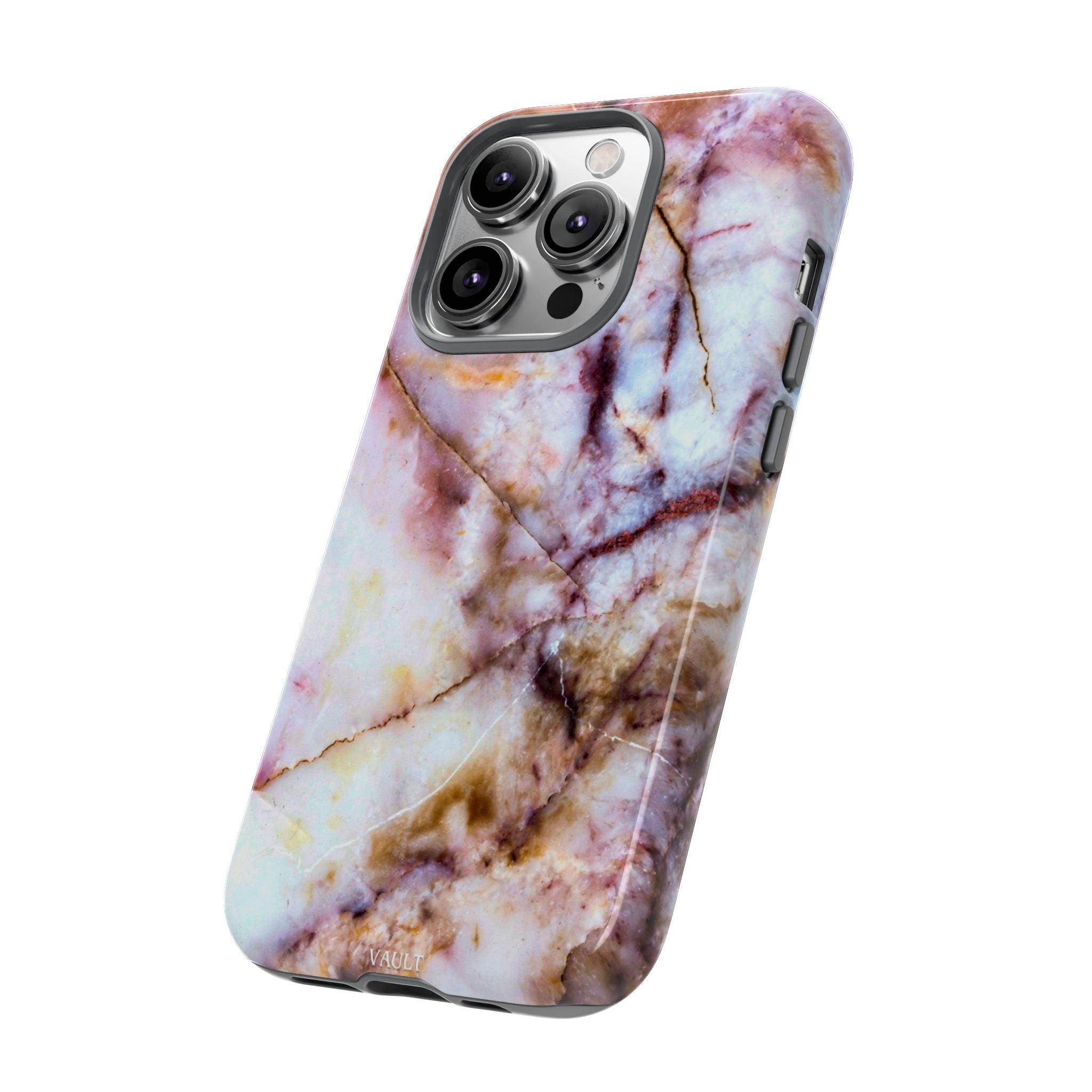 Marble Vein Tough Phone Case — Pink Quartz Protective Cover