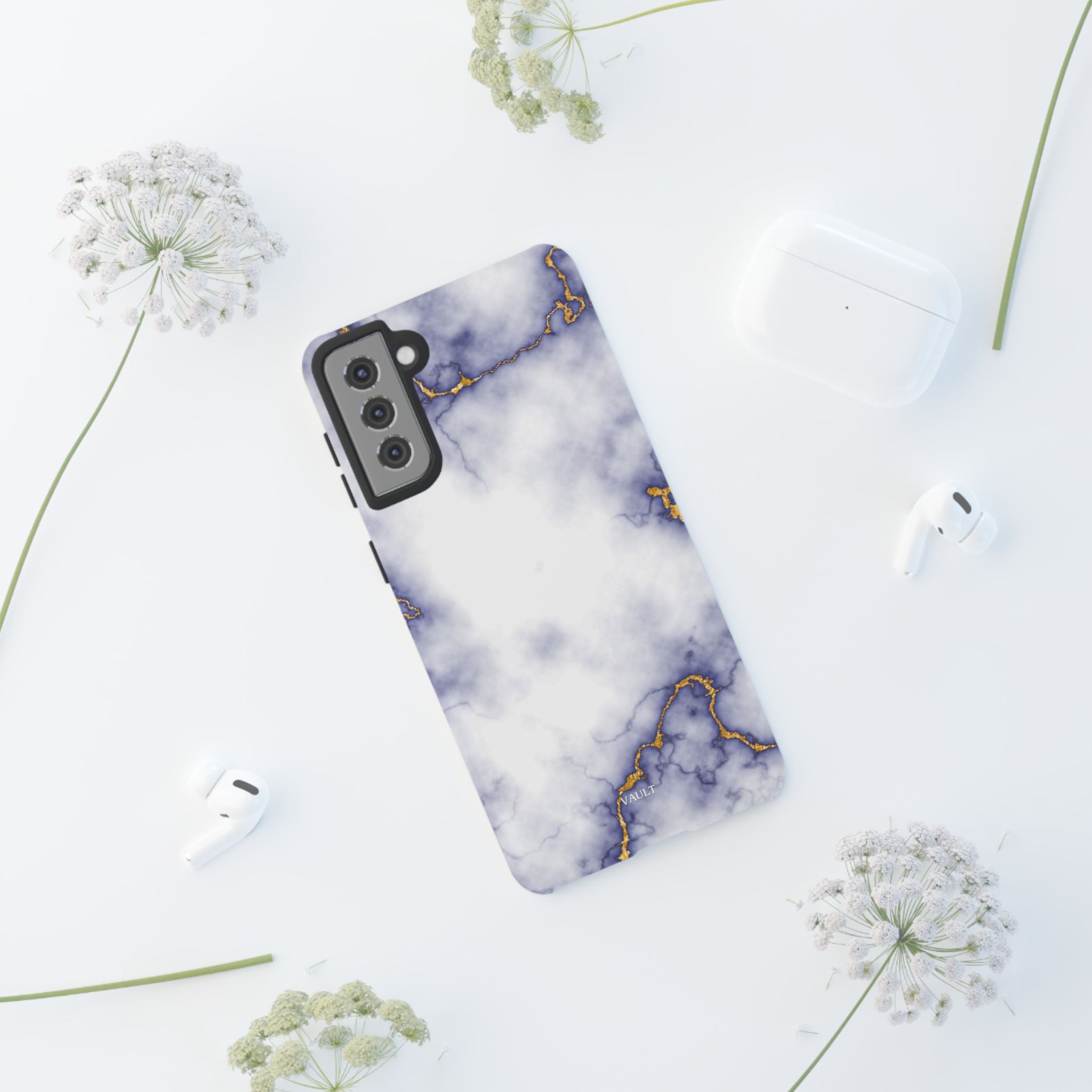 Purple Marble Tough Phone Case with Gold Veins