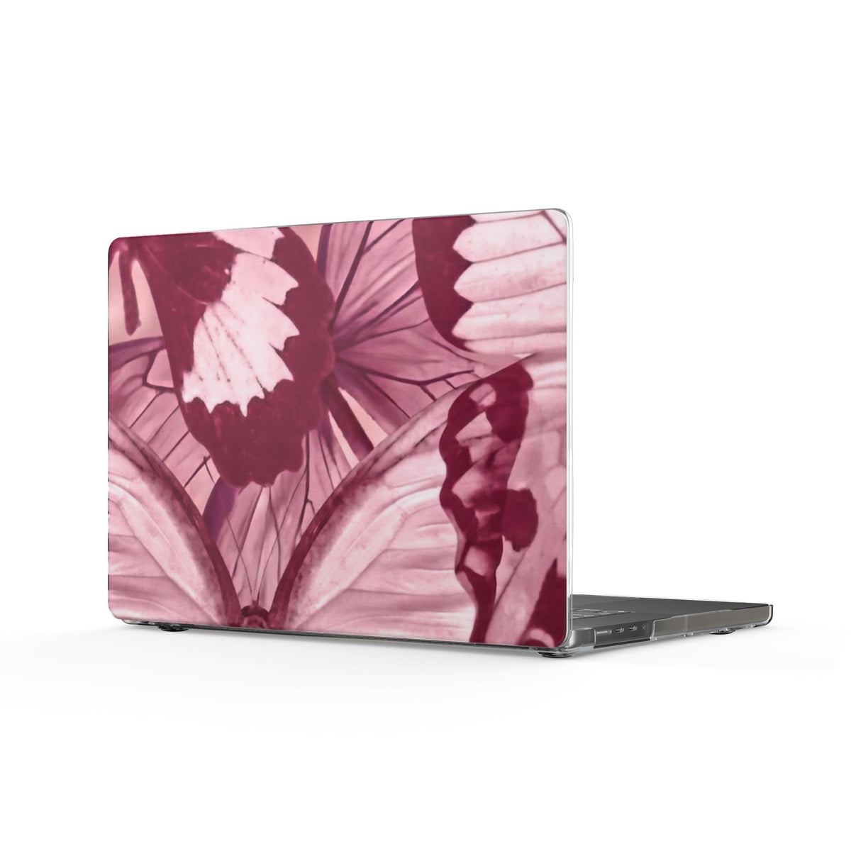 Pink Botanical Butterfly MacBook Case — Floral Laptop Cover