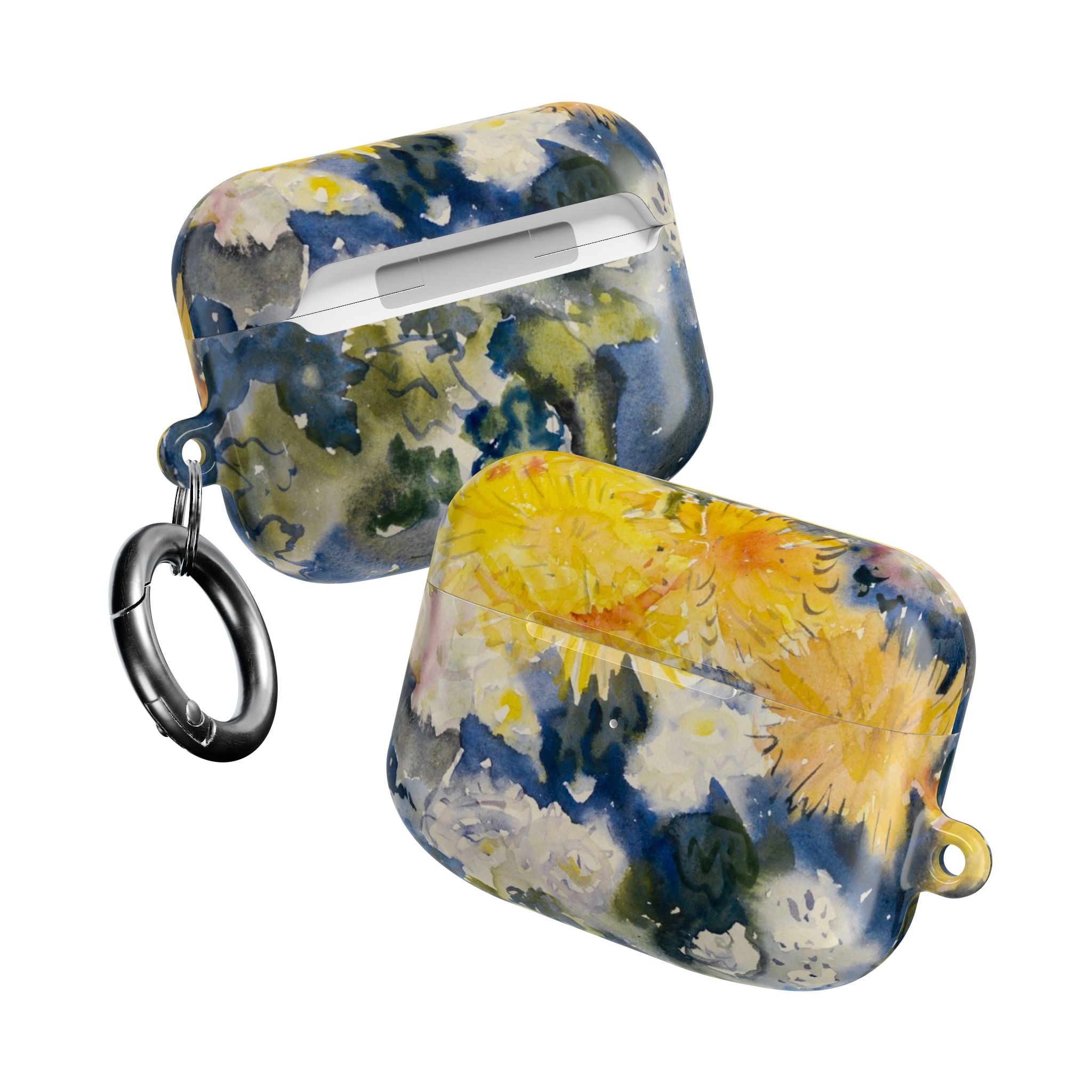 Floral Watercolor AirPod Case — Yellow Blue Sunflower Art Protective Cover