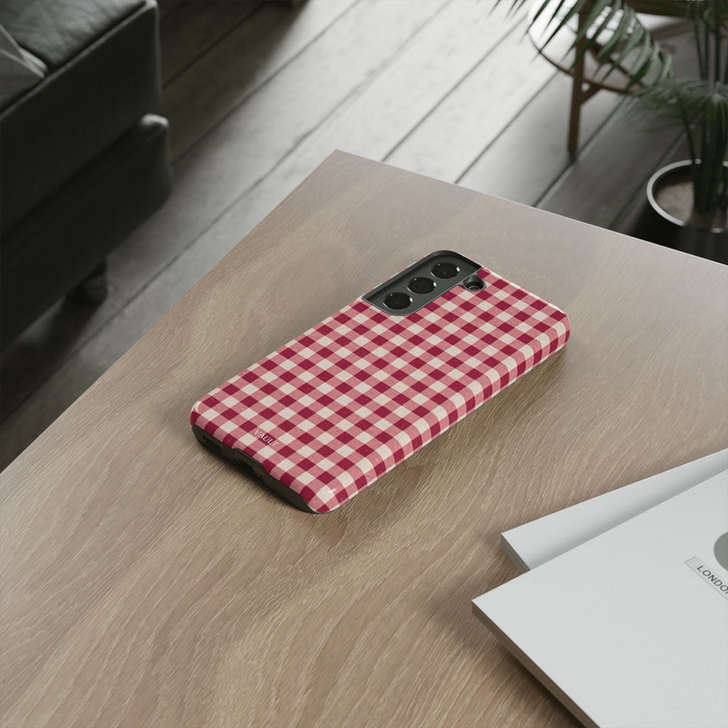 Gingham Phone Case — Red Plaid Tough Case