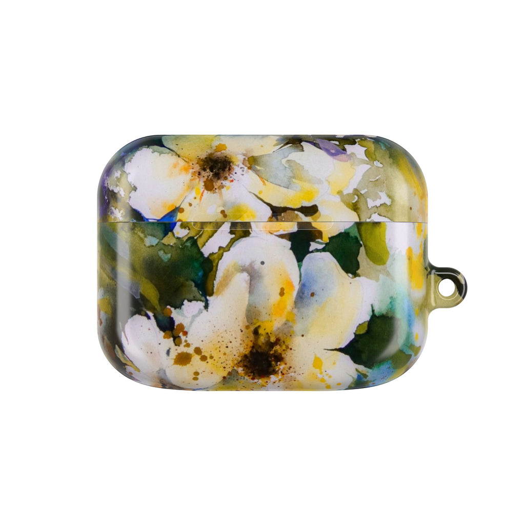 Floral Watercolor AirPod Case — White & Yellow Blossom Protective Cover