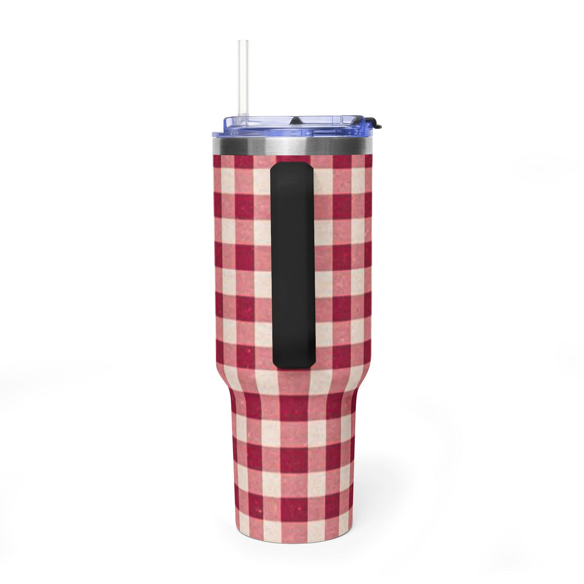 40oz Vacuum Tumbler — Red Buffalo Plaid Insulated Travel Mug