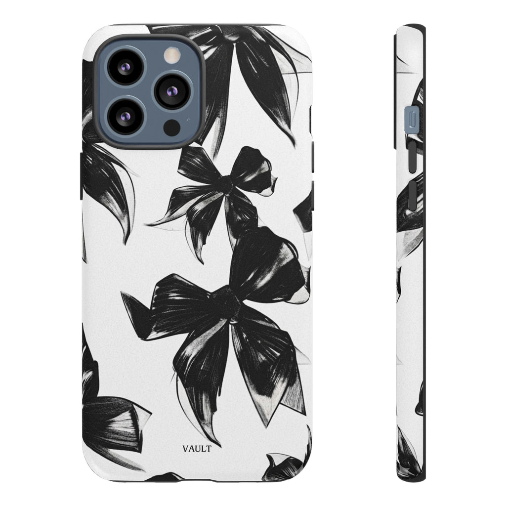 Floral Brushstroke Phone Case — Black & White Botanical Tough Case