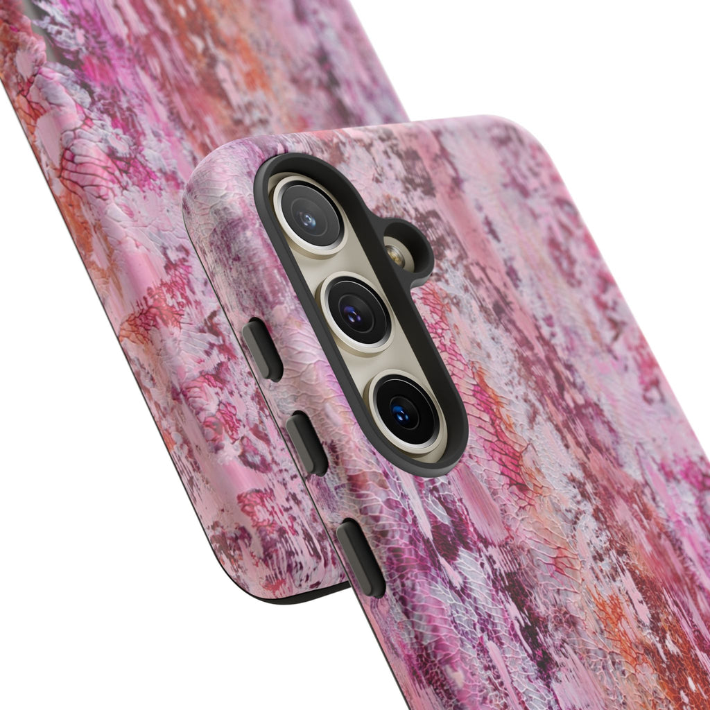 Pink Abstract Art Tough Phone Case — Protective Artistic Phone Cover