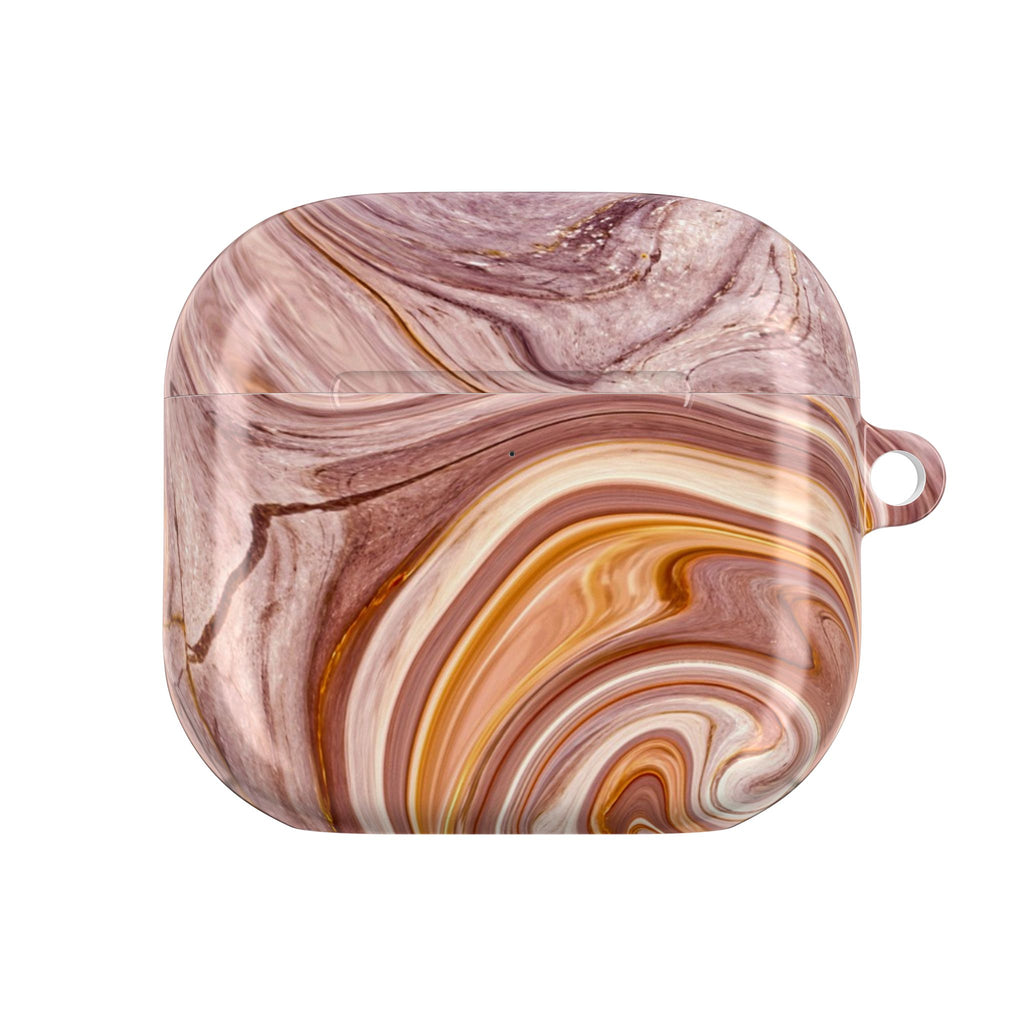 Marble Swirl AirPod Case — Pink & Gold Abstract Protective Cover