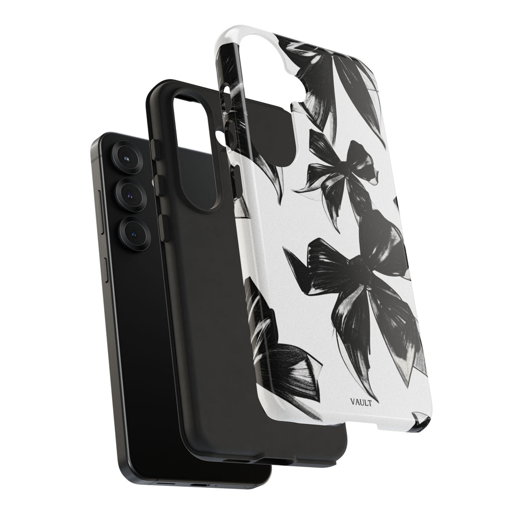 Floral Brushstroke Phone Case — Black & White Botanical Tough Case