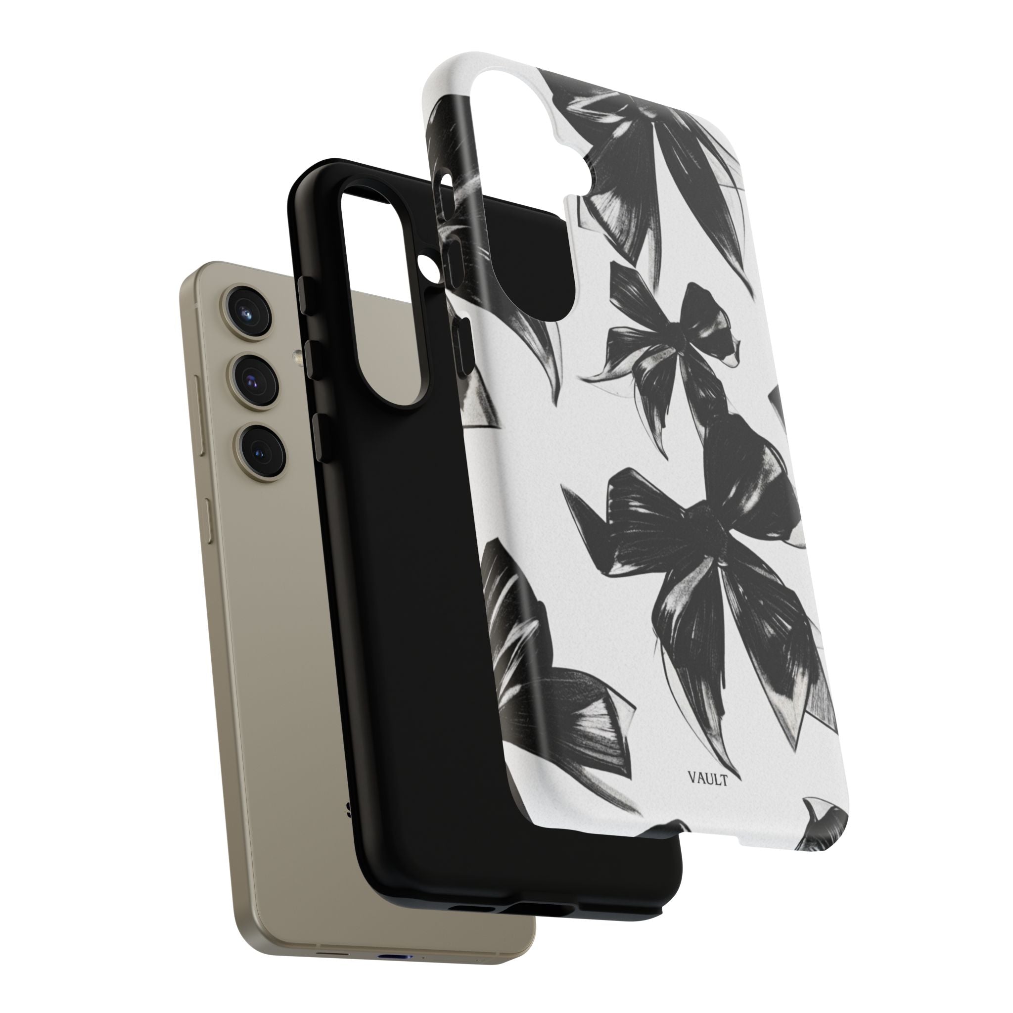 Floral Brushstroke Phone Case — Black & White Botanical Tough Case
