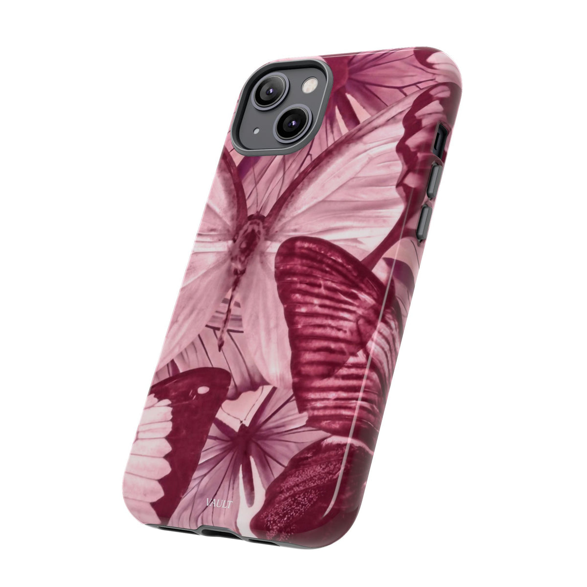 Butterfly Tough Phone Case — Vintage Pink Floral Protective Cover